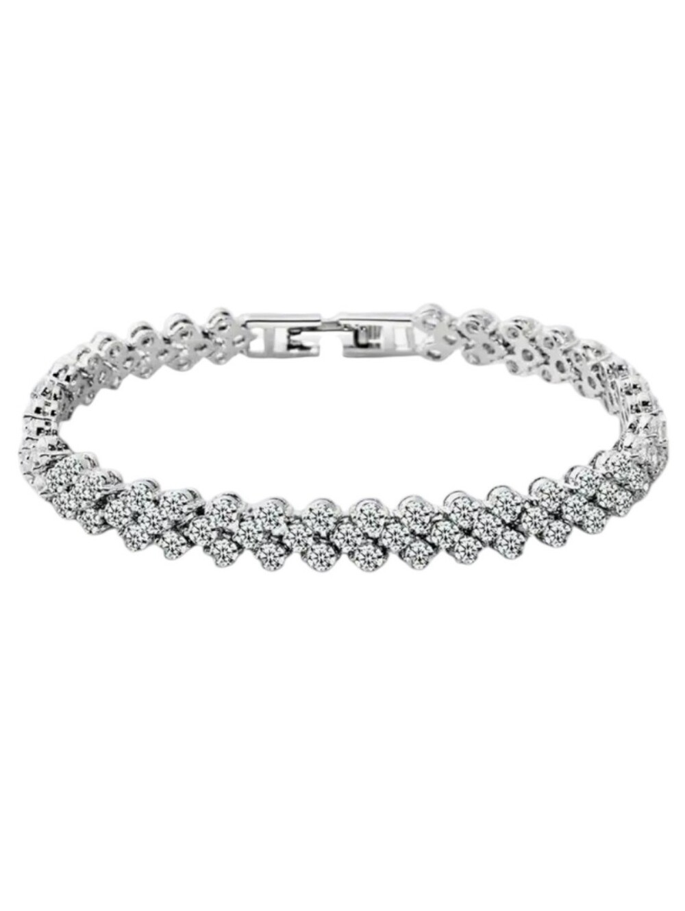 NEW White Gold Austrian Crystals Heart Shaped Tennis Bracelet